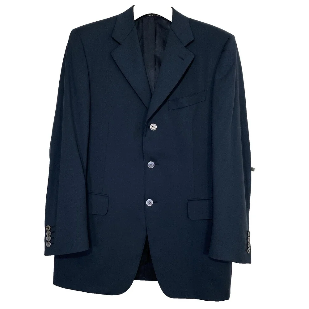 Canali Napoli Navy Wool Blazer 38R 48‎ IT Tailored Fit Sport Coat Italy 3 Button